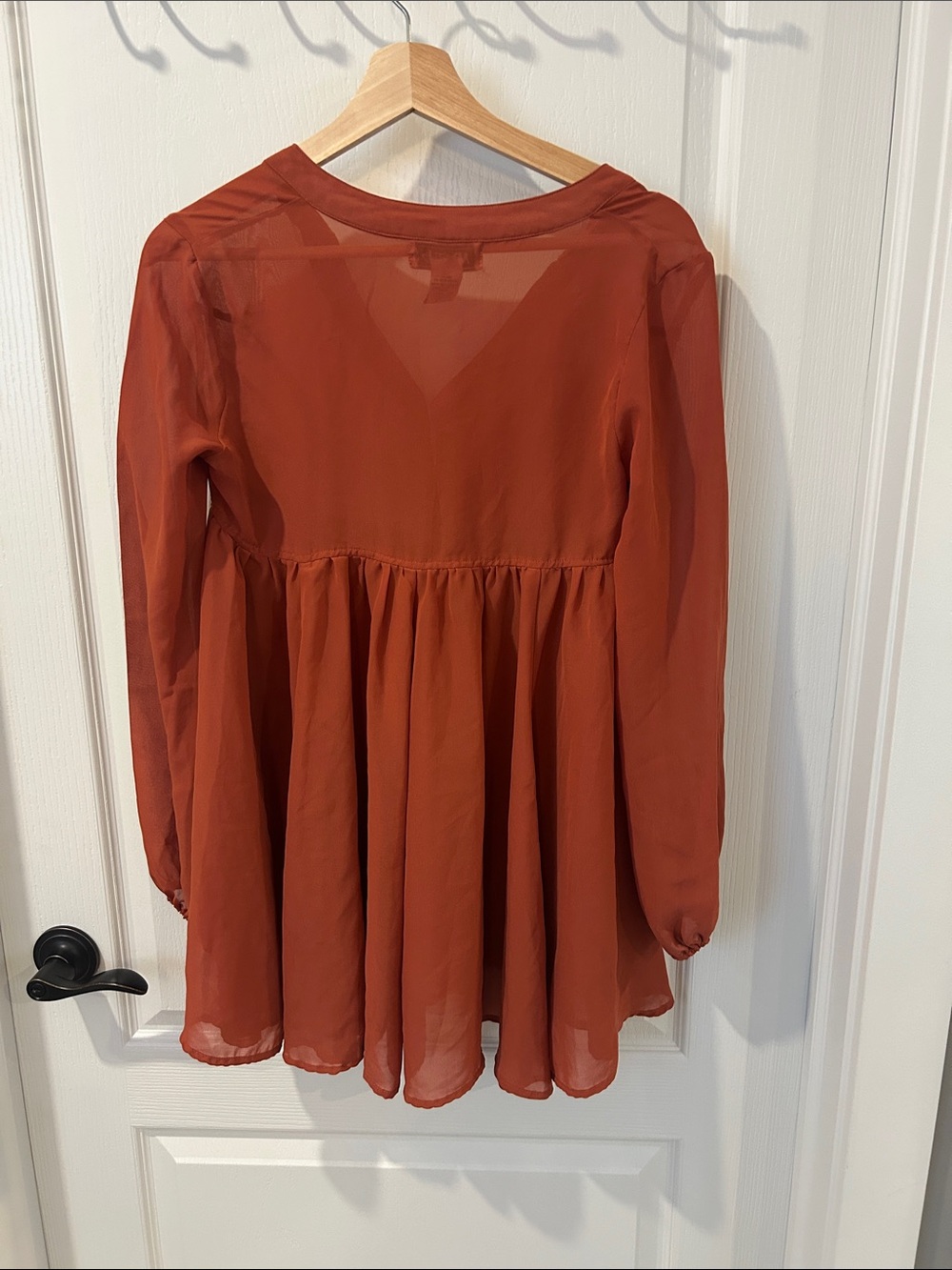 MYTH Rust Button-Front Babydoll Tunic - Picture 3 of 3